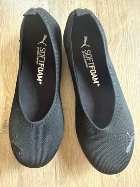 Puma Black Knit SoftFoam+ Slip-On Flats